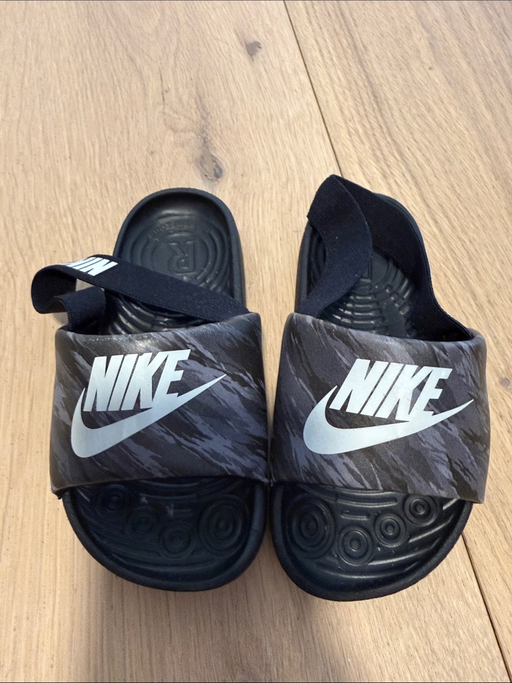 Nike Black Youth Slide Sandals with White Logo